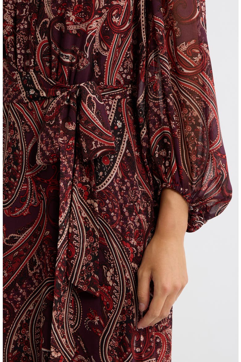 Long Sleeve Paisley Print Maxi Dress