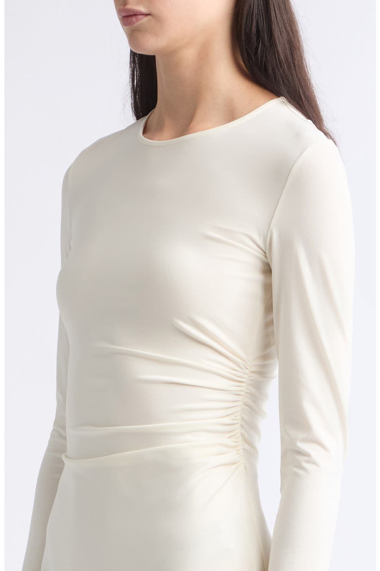 Long Sleeve Jersey Ruched Maxi Dress