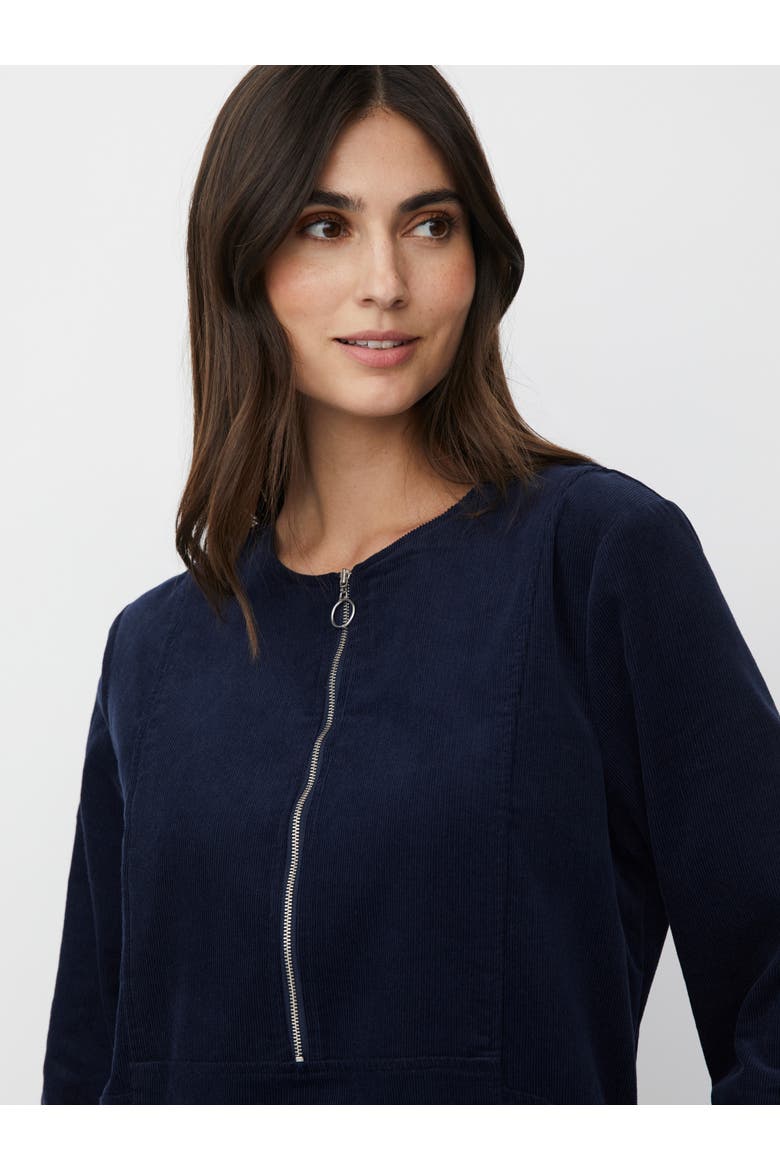 Long Sleeve Crew Neck Zip Midi Dress