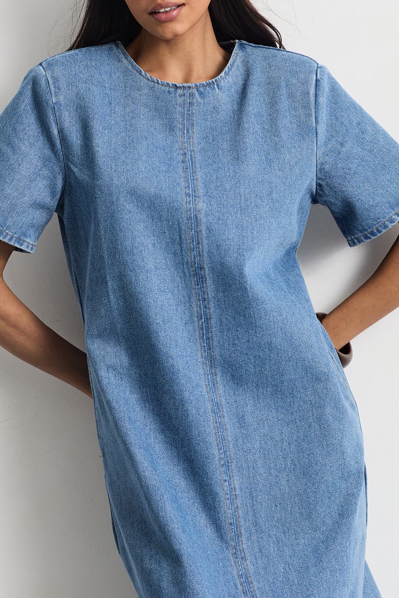 Petite Denim Side Split Midi Dress