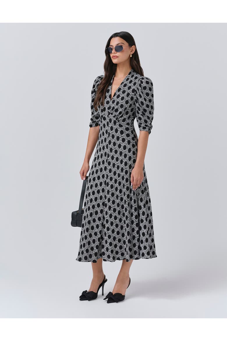 Mia Crepe Polka Dot Midi Tea Dress