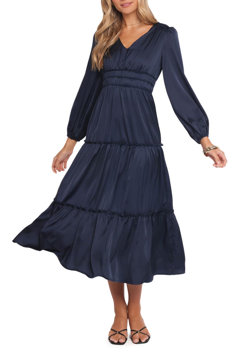 Rowen Long Sleeve Satin Midi Dress