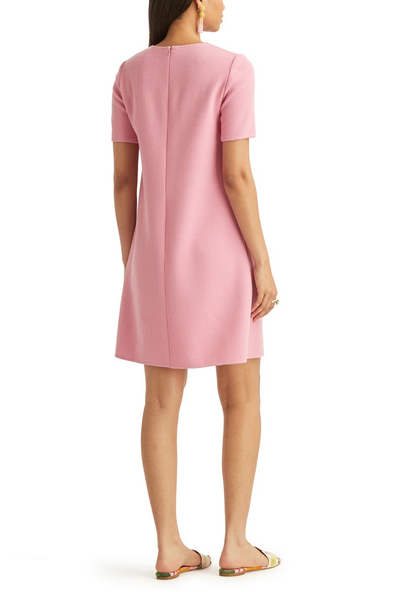 Magnolia Embroidered Stretch Wool Shift Dress