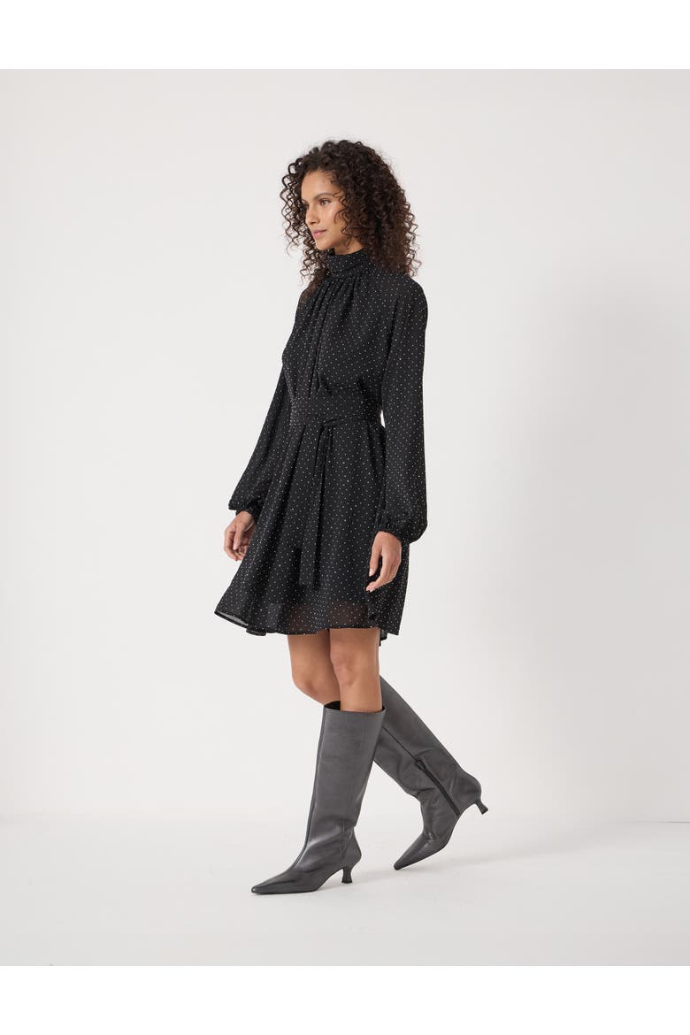 Diamante Gathered Neck Mini Dress