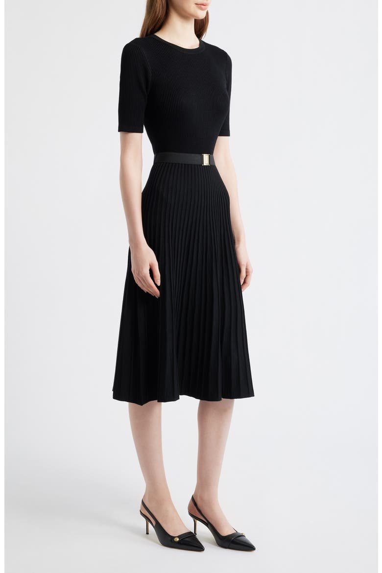 Belted Fit & Flare Sweater Dress