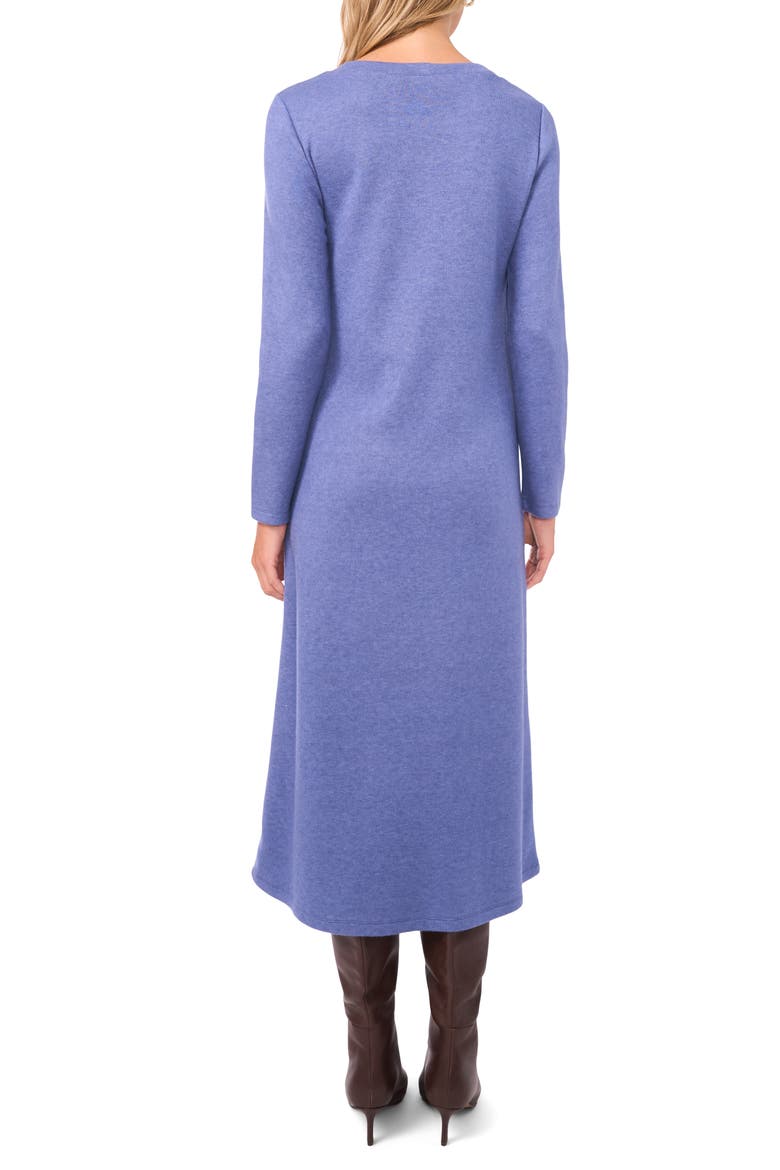 Exposed Center Seam Long Sleeve Midi Sweater Dress