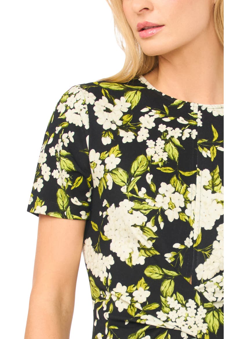 Chelsea Twist Front Floral Knit Midi Dress