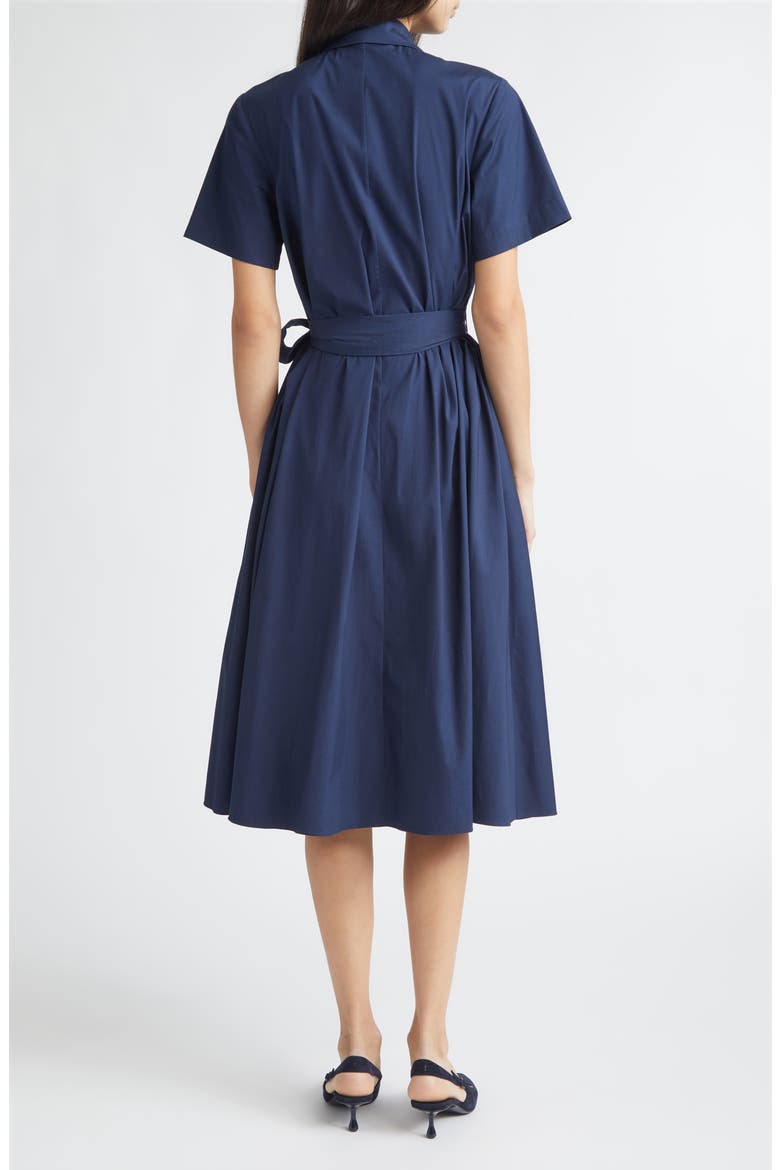 Floral Embroidered Midi Stretch Cotton Shirtdress