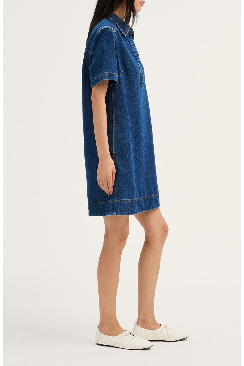Airy Denim Polo Minidress