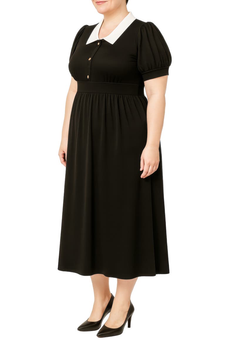Contrast Collar Midi Dress
