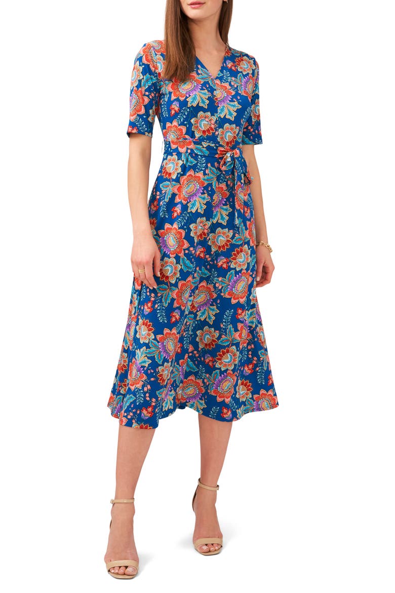 V-Neck Tie Waist Midi Dress