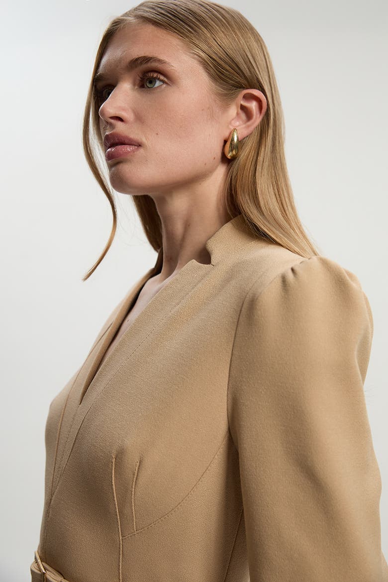 3/4 Sleeve Belted Midi Dress