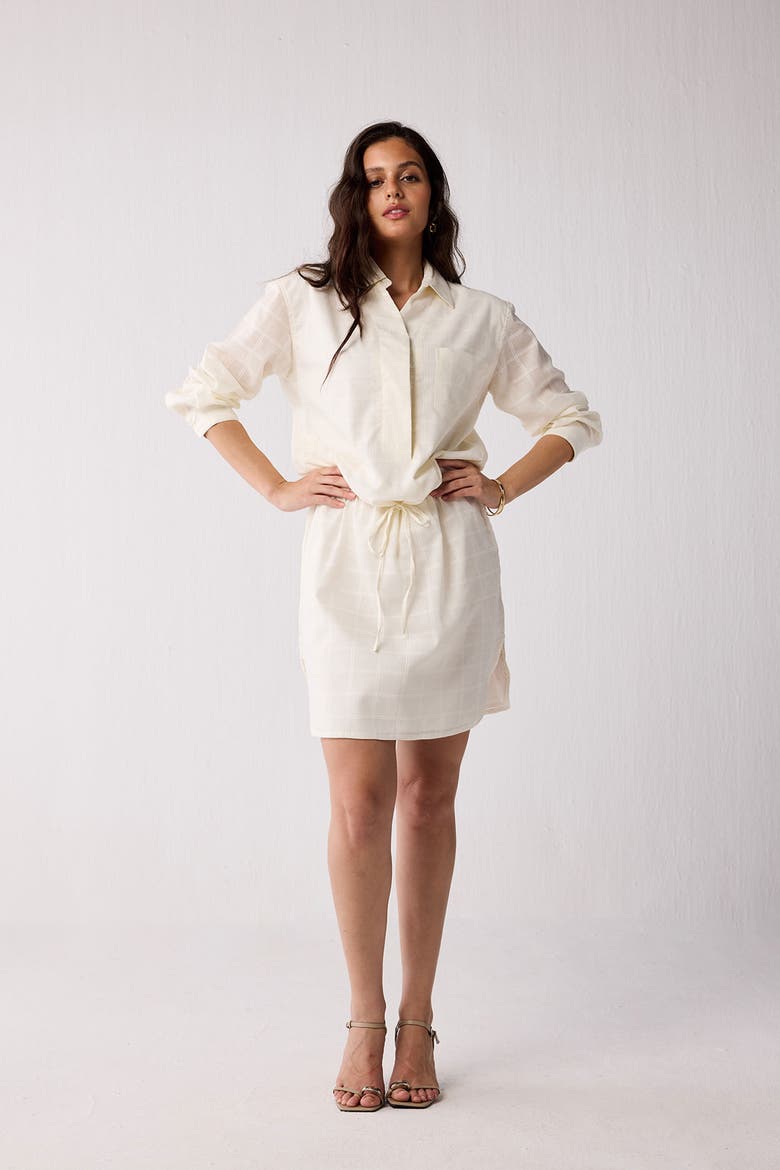 Oversized Shirt Dress with Drawstring