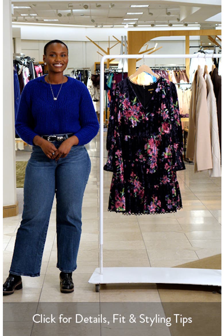Tulda Amari Floral Long Sleeve Tiered Velvet Dress