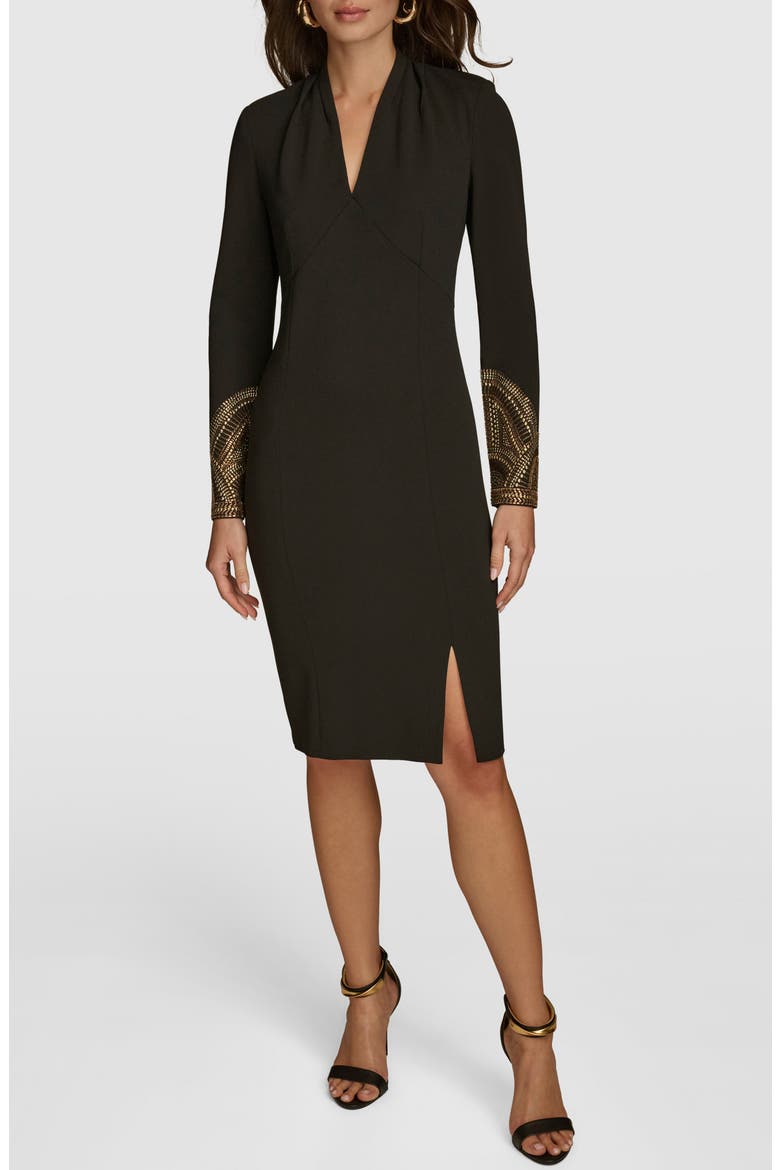 Embellished Long Sleeve Sheath Dress