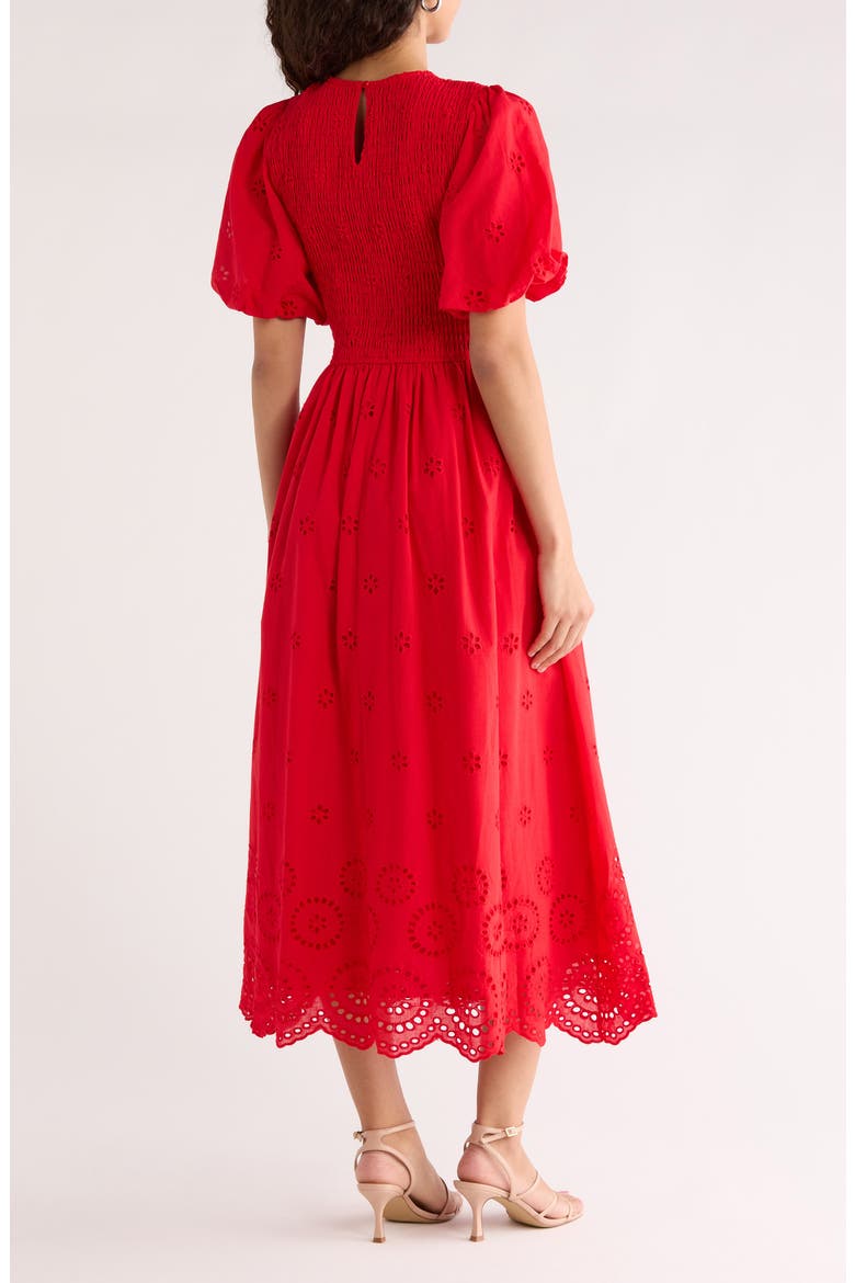 Deana Eyelet Smocked Midi Dress