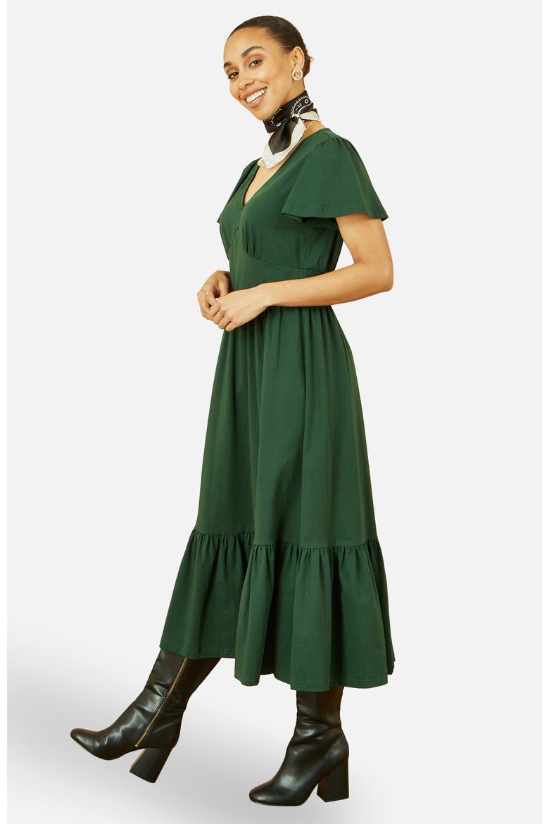 Cotton Jersey V-Neck Midi Dress
