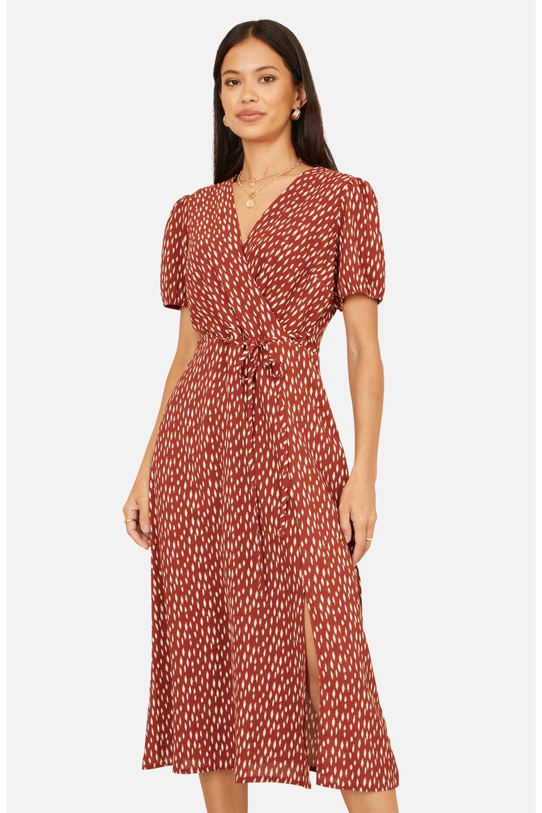 Spot Wrap Midi Dress