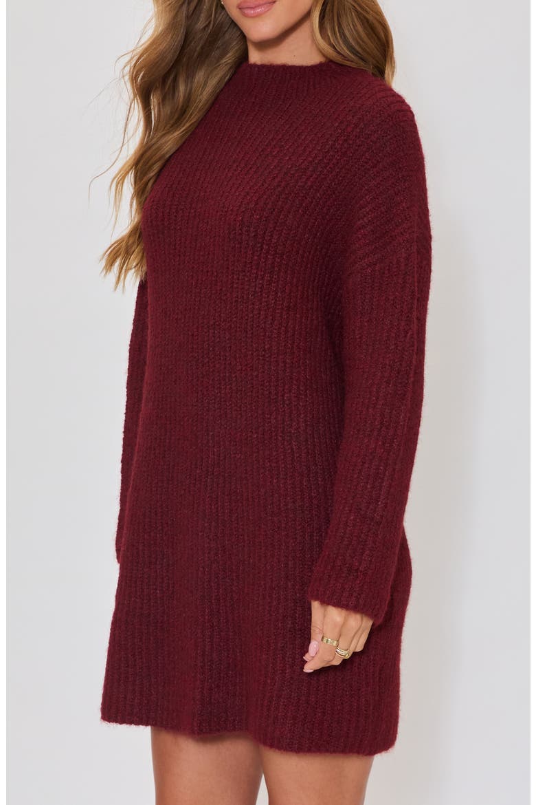 About Town Long Sleeve Rib Sweater Dress