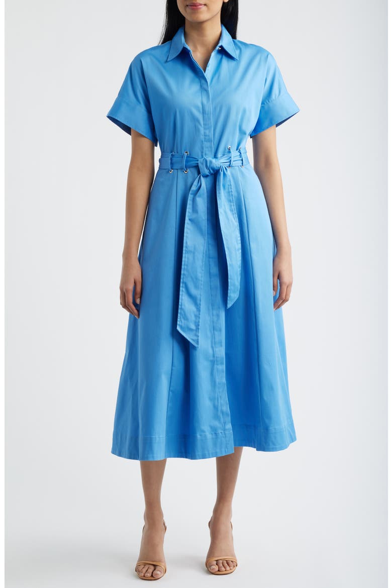 Grommet Belt Loop Midi Shirtdress