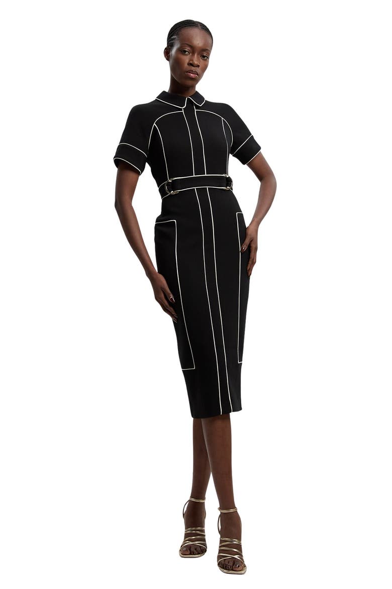 Compact Stretch Pencil Midi Dress