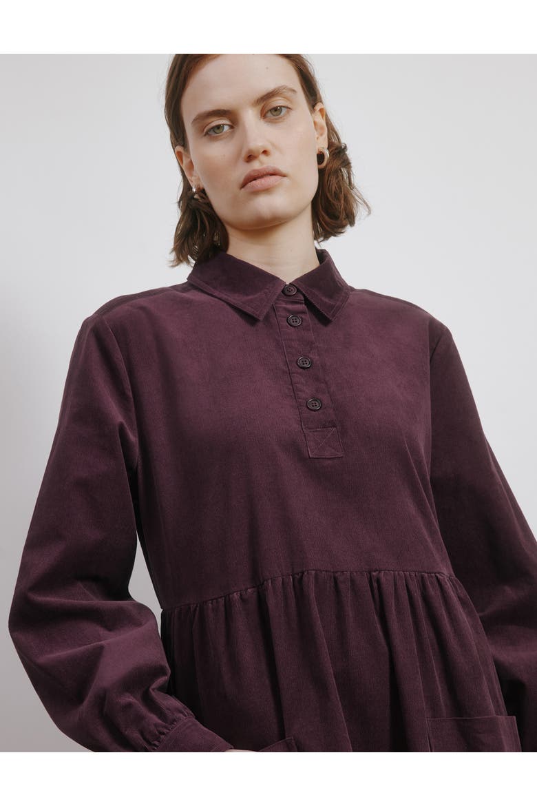 Cord Placket Midi Dress