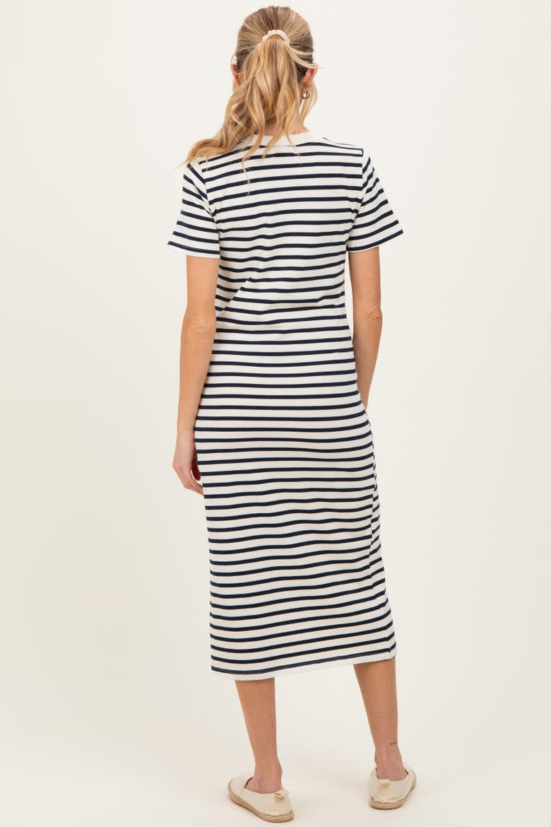 Striped Short Sleeve Midi Dress