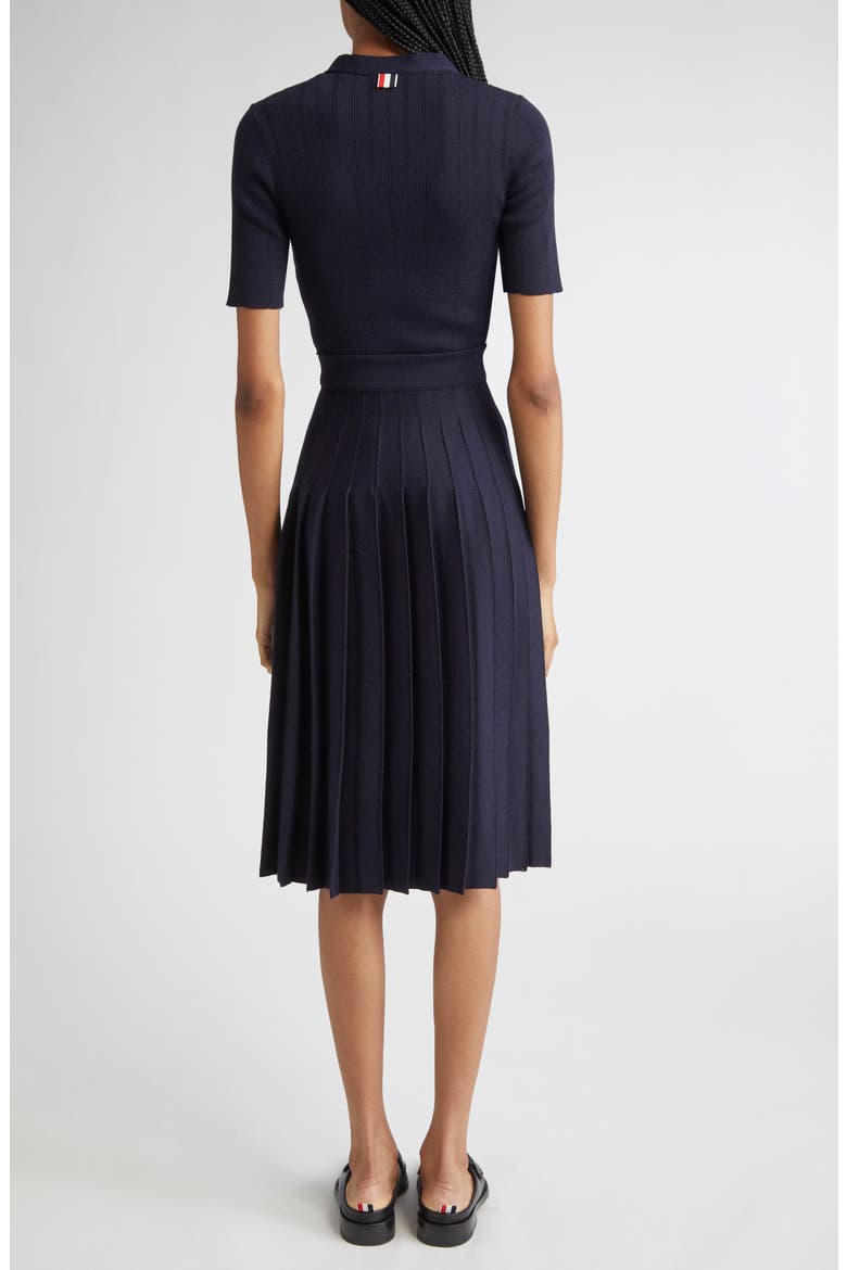 Mixed Stitch Wool & Silk Midi Dress