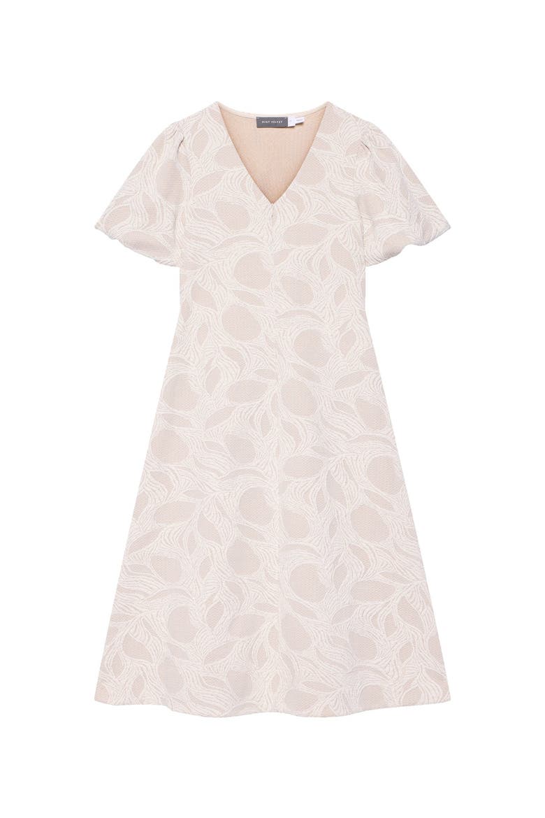 Jacquard Puff Sleeve Midi Dress