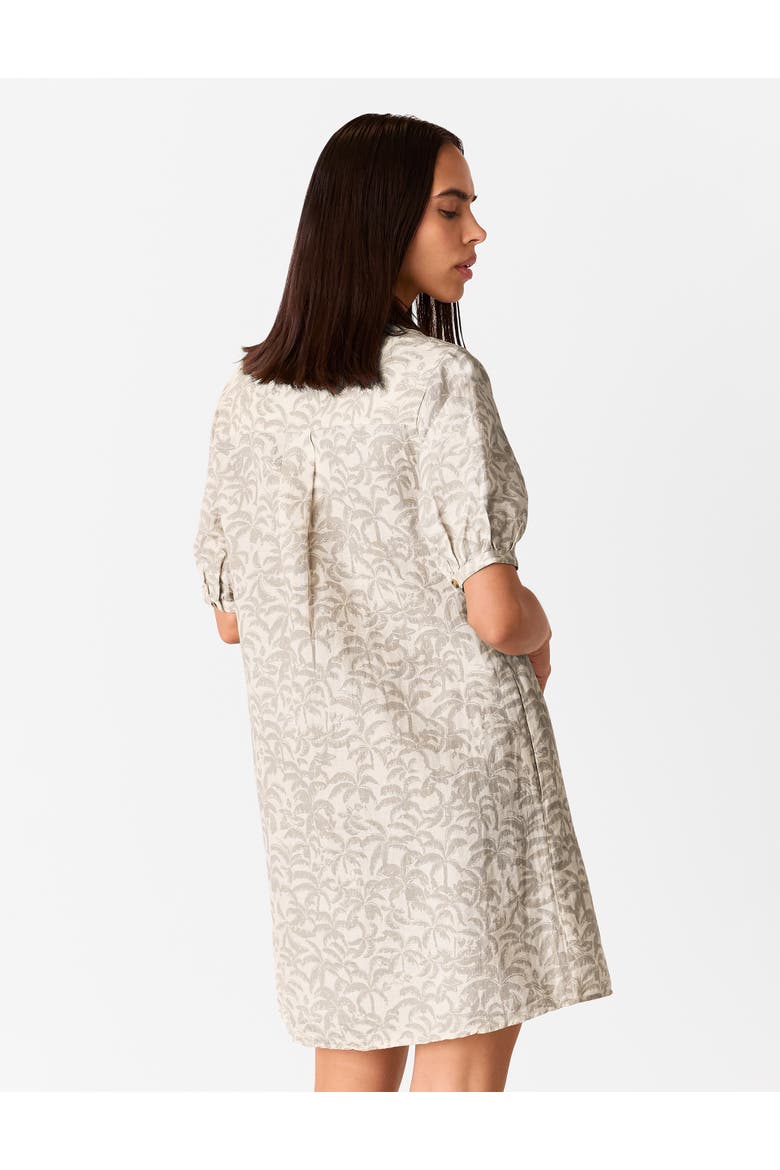 Palm Print Linen Blend Mini Dress