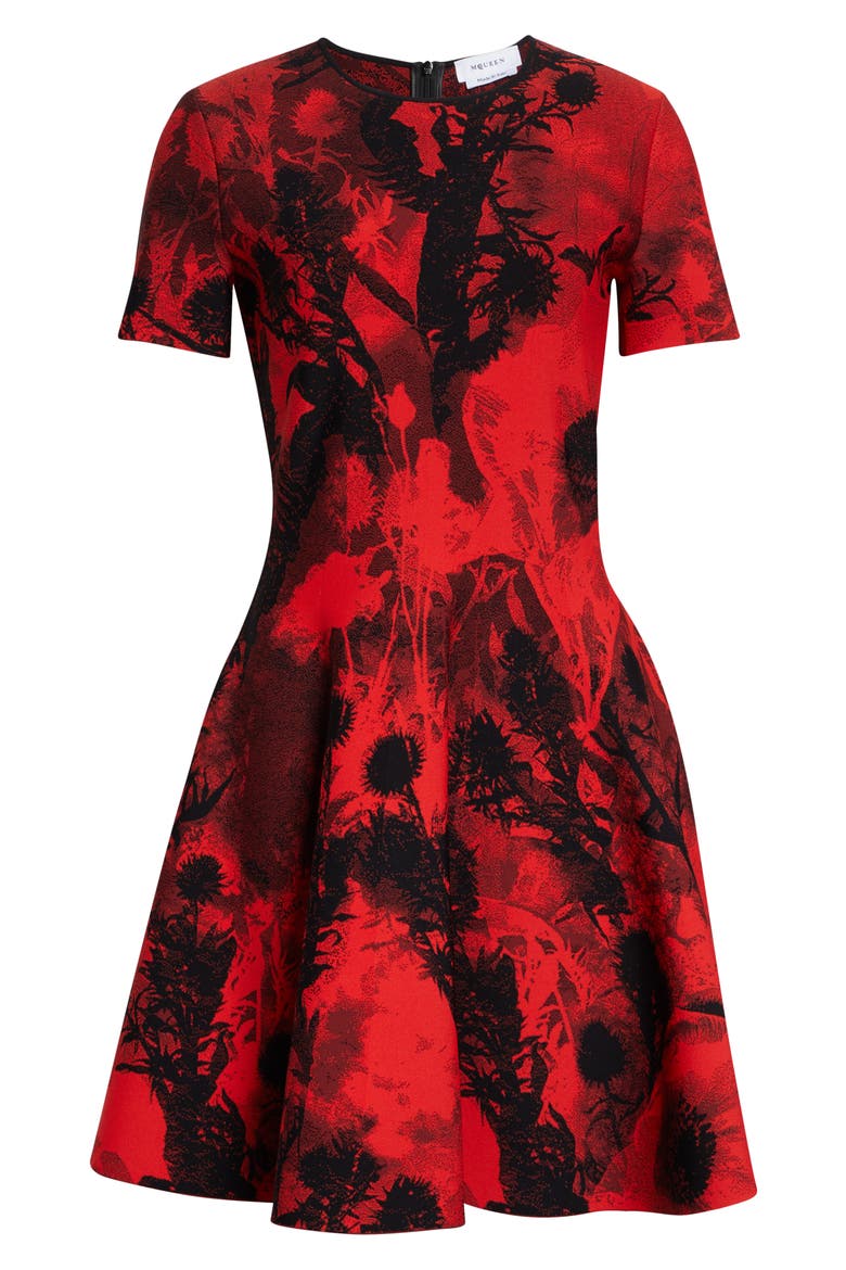 Floral Jacquard Mini Sweater Dress