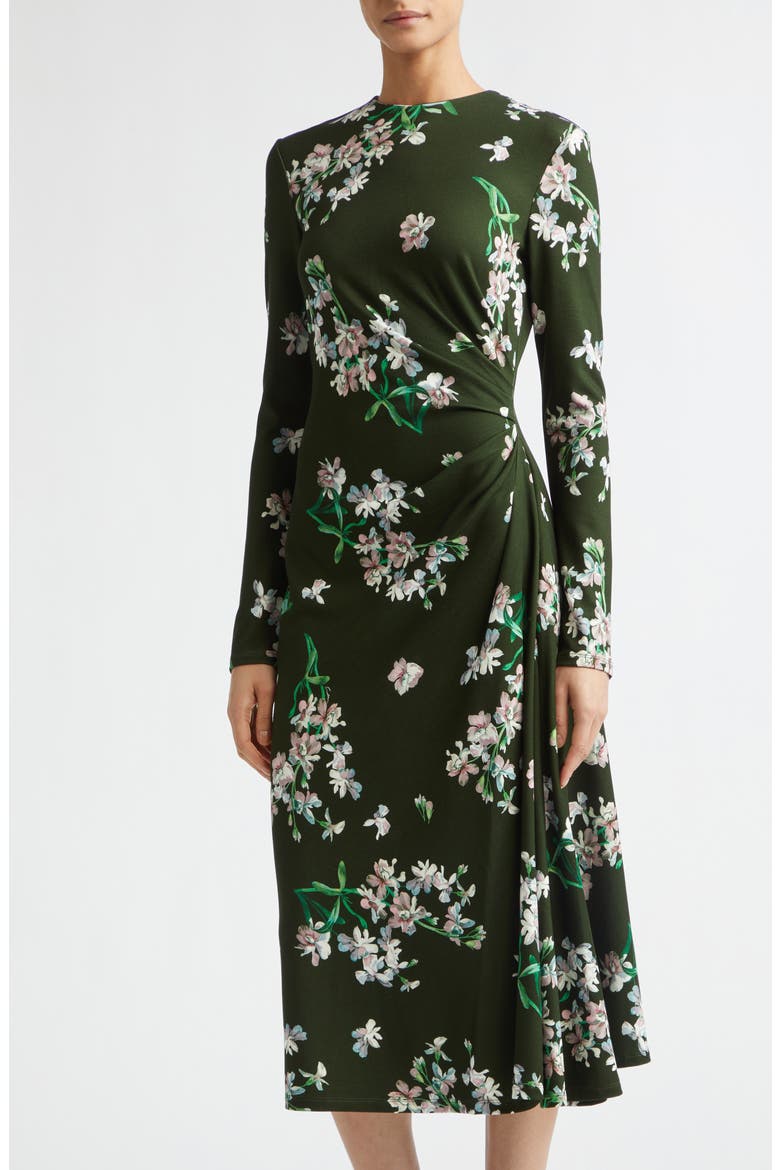 Floral Long Sleeve Ponte Midi Dress