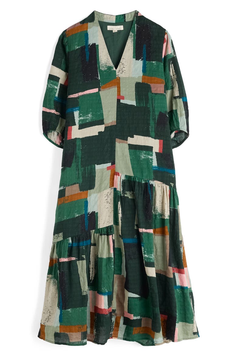 Windblown Geo Print Organic Cotton Blend Midi Dress