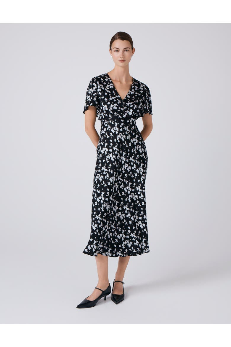 Elizabeth Floral Satin Midi Tea Dress