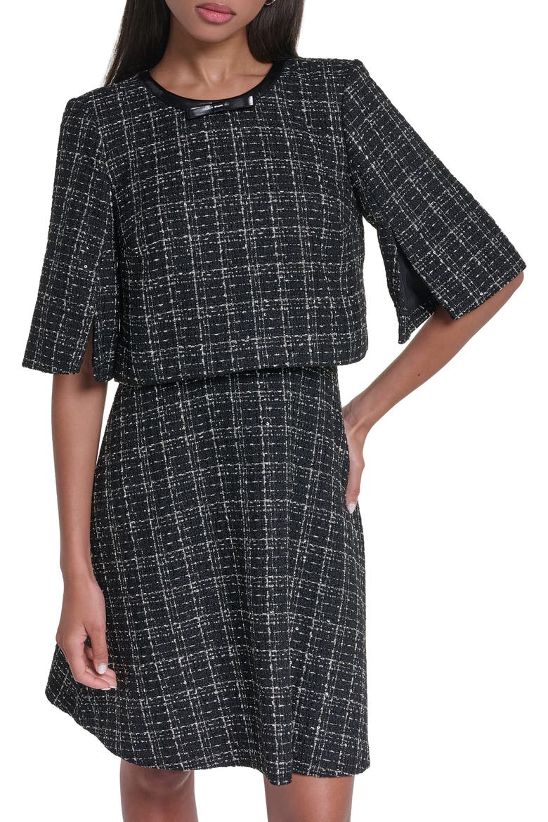 Sequin Plaid Tweed Dress