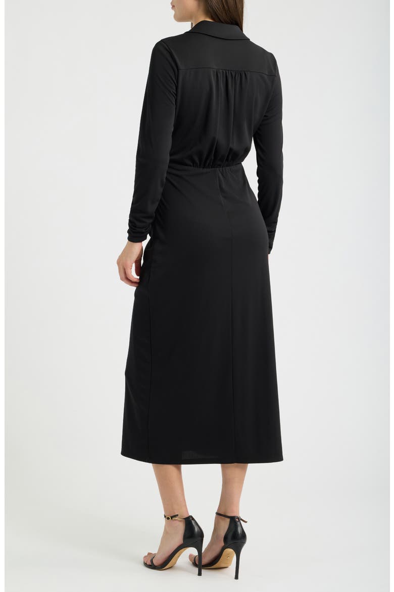 Ruched Long Sleeve Midi Dress