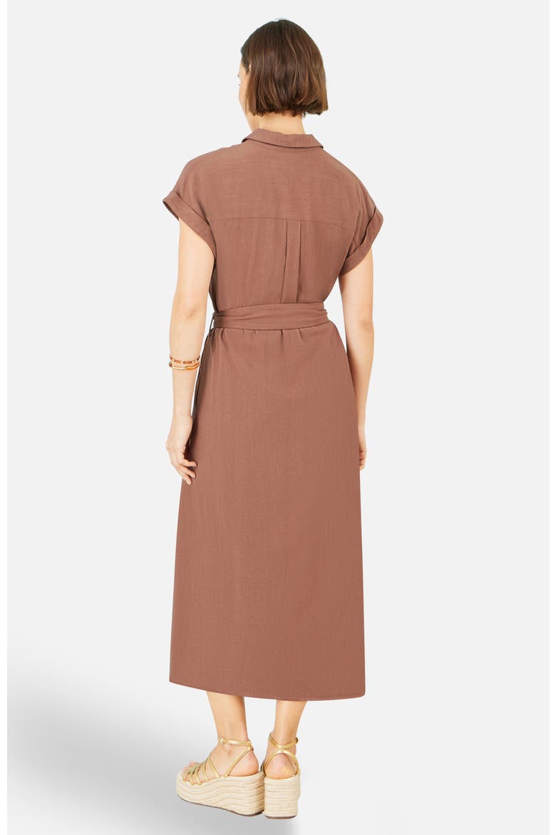 Linen Look Midi Shirt Dress