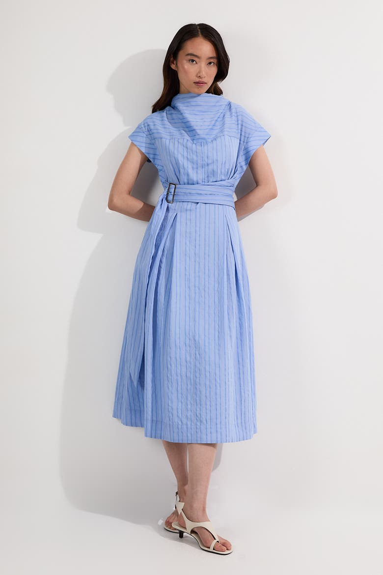 Belted Woven Midi Shirt Dress