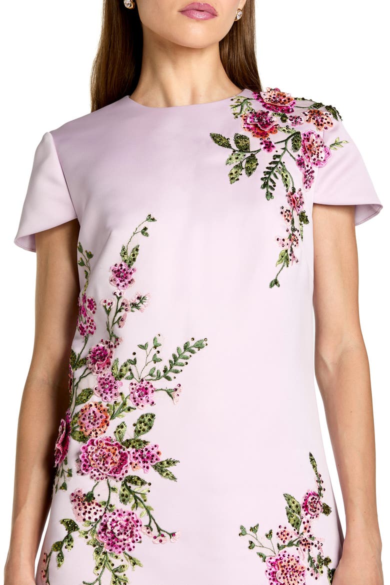 Women's Cap Sleeve Embroidered Satin Mini Dress