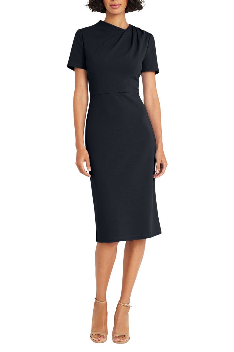 Twist Neck Midi Sheath Dress