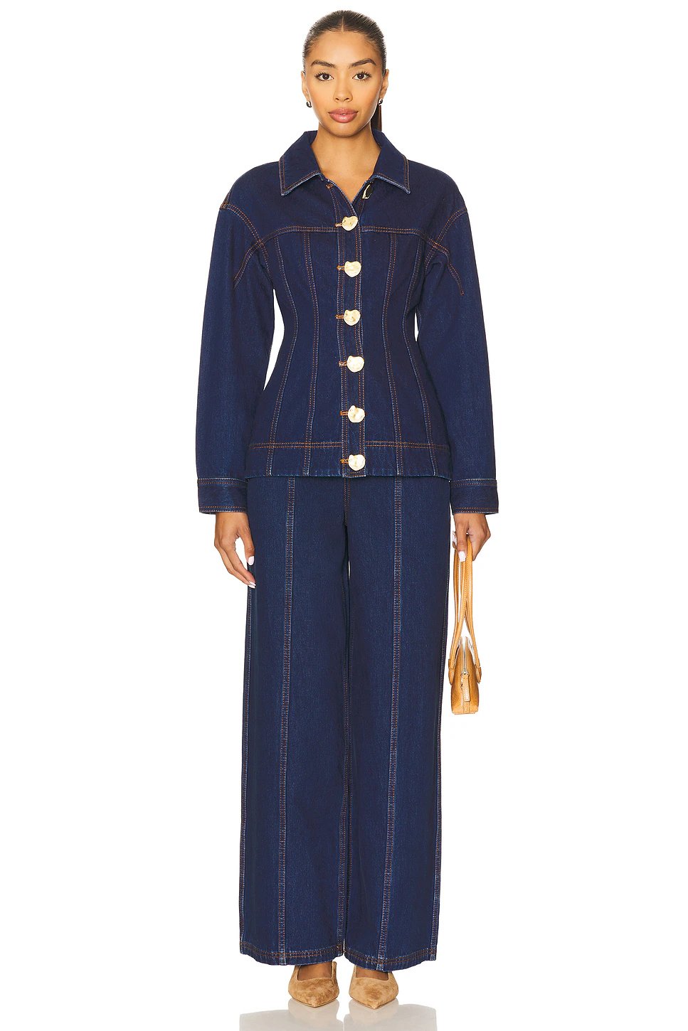 Aje Gianna Denim Shirt in Dark Classic Wash - Image 4