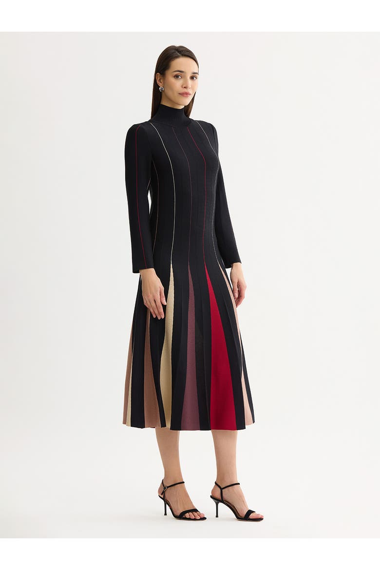 Fit & Flare Multi-Color Soft Knit Maxi Dress