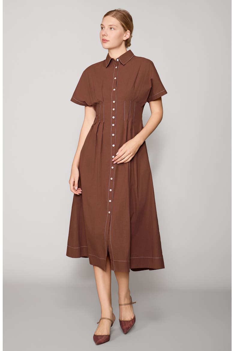 Contrast Stitch Midi Shirtdress