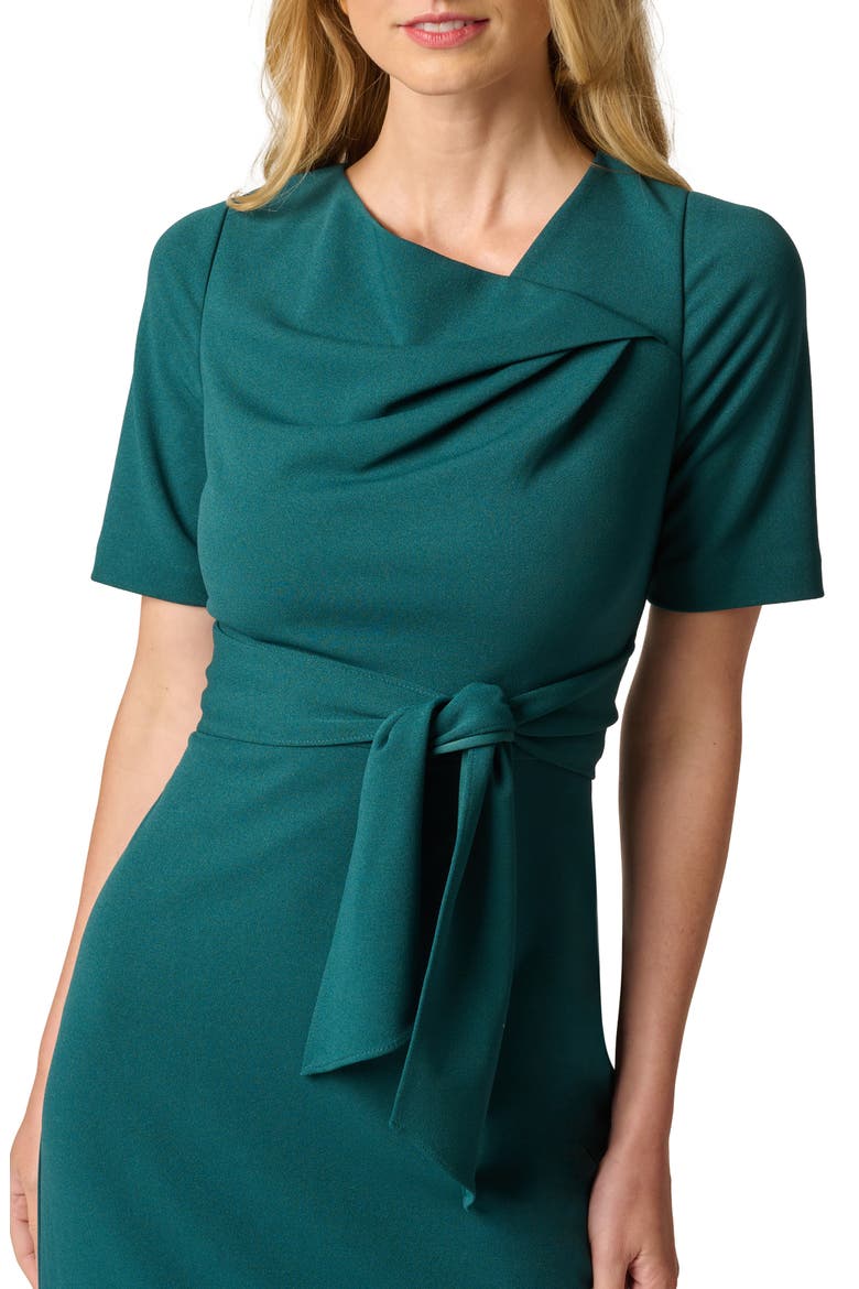 Tie Waist Crepe Sheath Dress