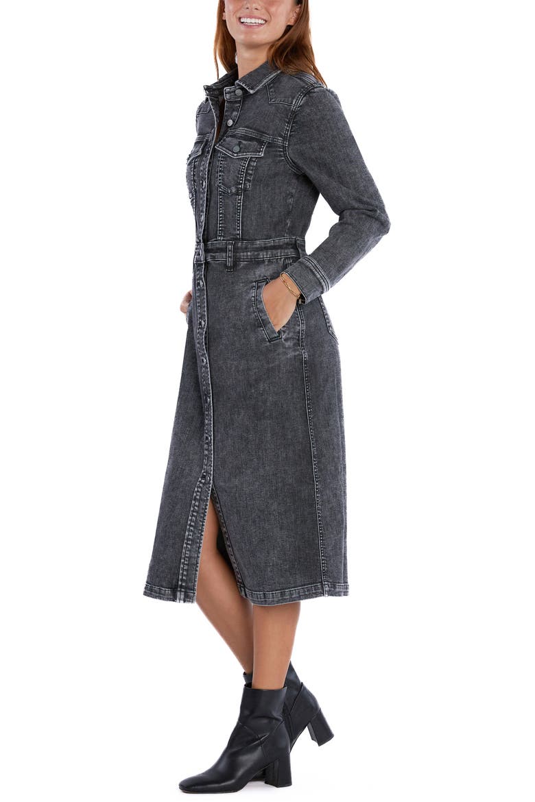 Western Long Sleeve Denim Midi Shirtdress