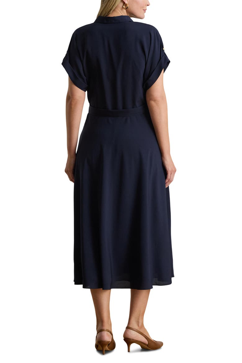 Wrap Bodice Crêpe de Chine Midi Dress