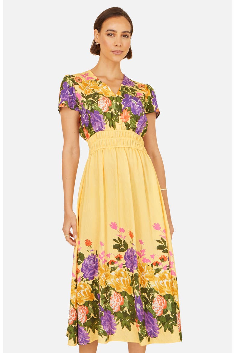 Floral Mirror Print Midi Dress