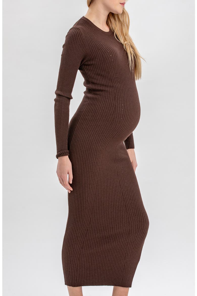 Stella Long Sleeve Rib Body-Con Maternity Dress