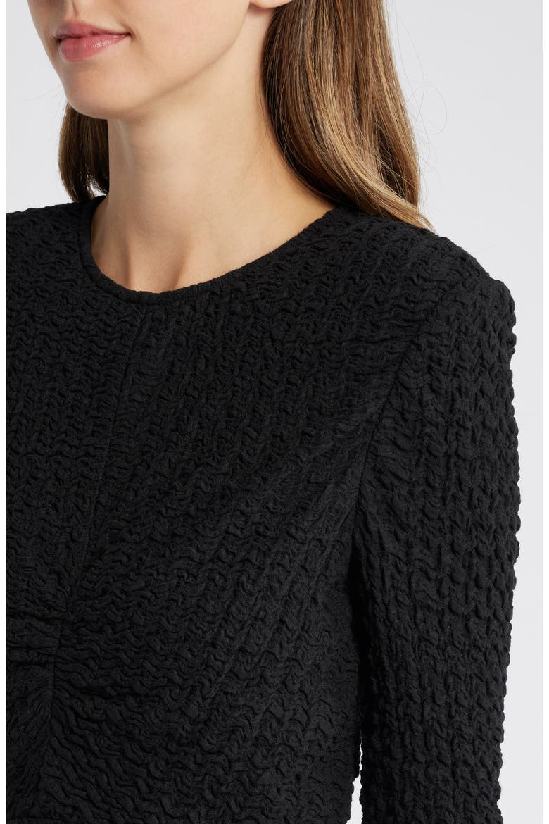 Textured Long Sleeve Midi Dress