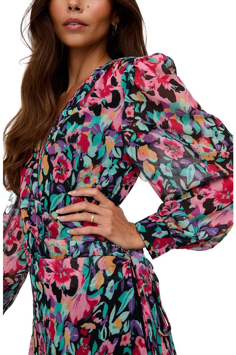 Flora Wraparound Floral Print Mini Dress